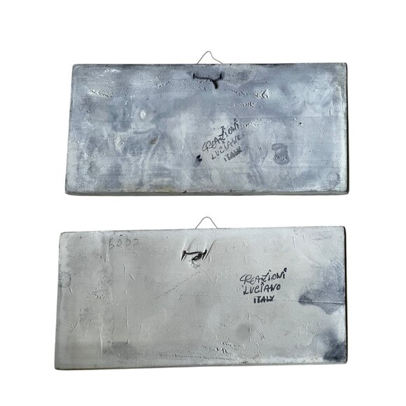 Signed Hand painted Ceramic Wall Tiles Set Of 2 By Creationi Luciano Italy - Picture 9 of 10